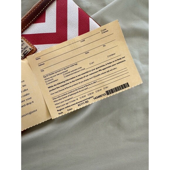 Dooney Bourke Italian Leather Red Chevron Large Slim Zipper Wristlet #143469723 - Picture 7 of 7